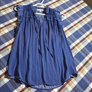 Chic Blue Ruffled Blouse